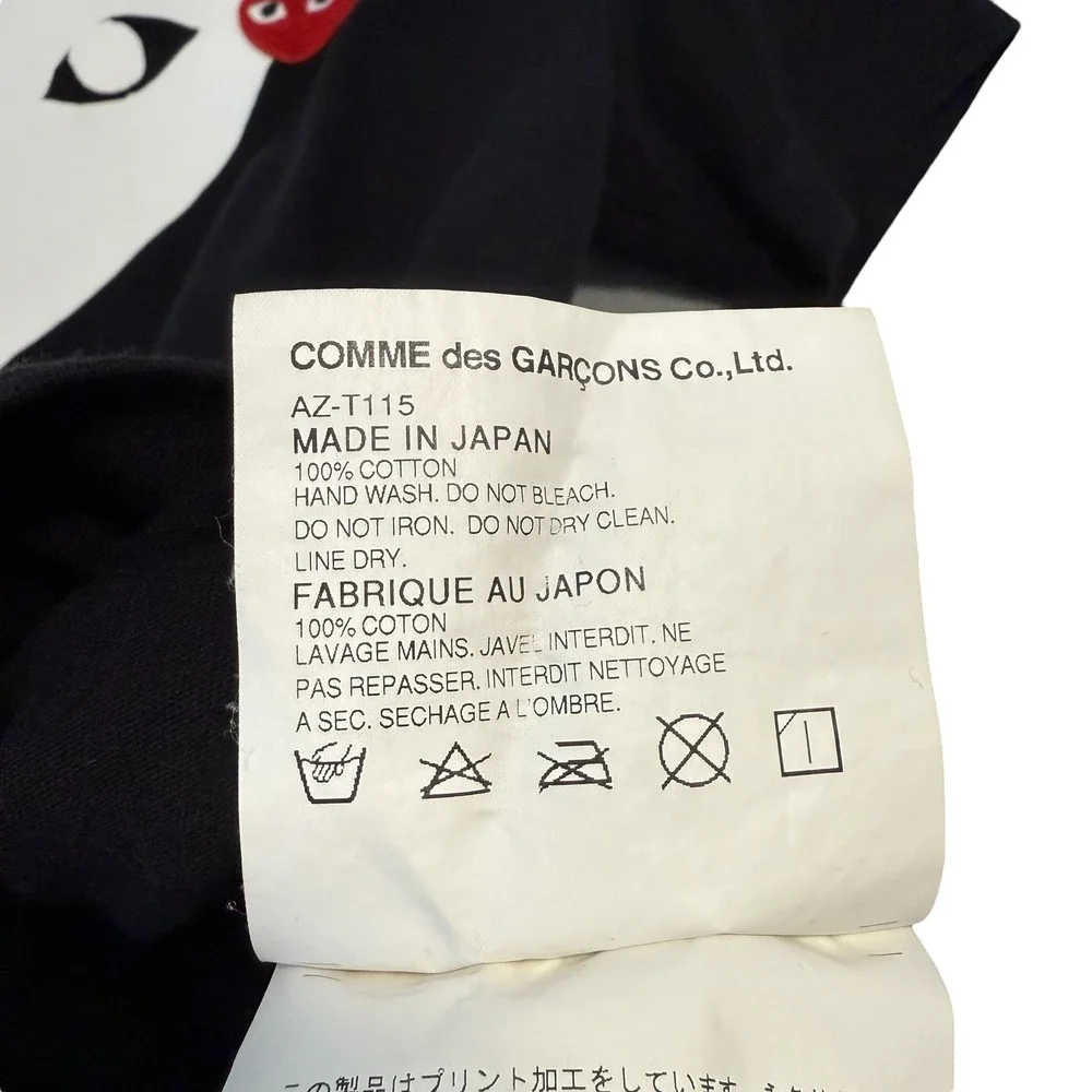 Comme Des Garcons PLAY | Emblem Heart Logo‎ Cotton T-Shirt Black Size L - Picture 10 of 12